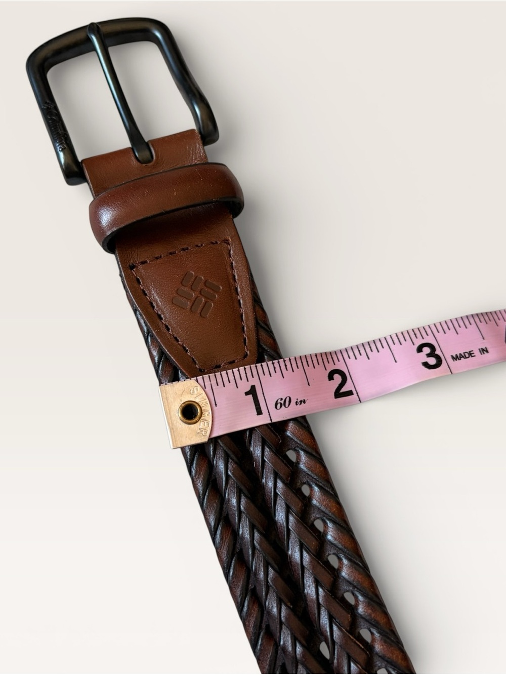 Columbia Men’s Braided Leather Belt - Dark Brown Sz 34 - Picture 8 of 10